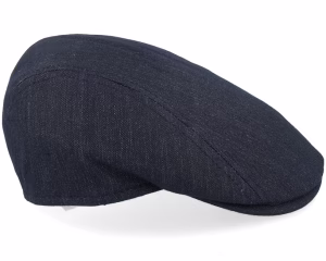Daffy LinenCotton Mix Blue Herringbone Flat Cap