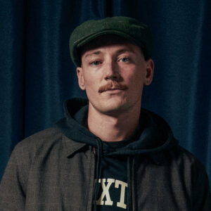 Brood Windowpane Herringbone Newsboy Cap - Moss-Orange