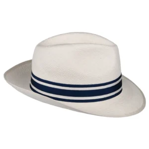 Ascot Striatus Preset Panama Hat With Striped Band - Bleach
