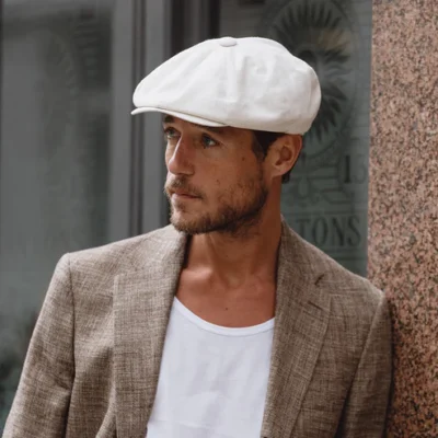 Cotton Linen Newsboy Cap Oatmeal