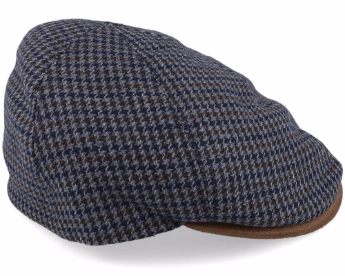 Broker 32 Wool Mix Blue Check Flat Cap