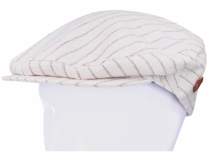 Oliver LinenCotton BeigeRed Stripe Flat Cap