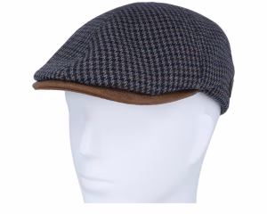 Broker 32 Wool Mix Blue Check Flat Cap