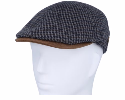 Broker 32 Wool Mix Blue Check Flat Cap