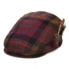 British Wool Tartan Feather Flat Cap - Damson-Multi
