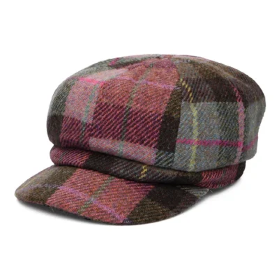 HARRIS TWEED Gabby Baker Boy Cap - Pink-Moss