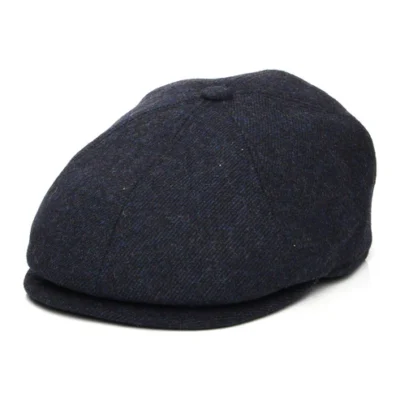 Claymore Wool Blend Newsboy Cap - Navy Blue