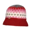 Knitted Bucket Hat - Red-Pink