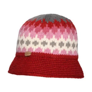 Knitted Bucket Hat - Red-Pink