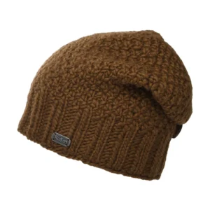 Button Down Beanie Hat - Brown