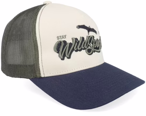Pin Script StoneOliveNavy A-frame Trucker