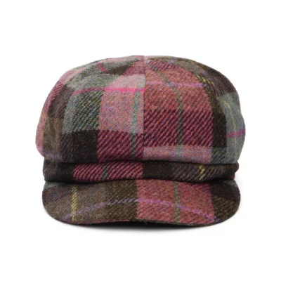 HARRIS TWEED Gabby Baker Boy Cap - Pink-Moss