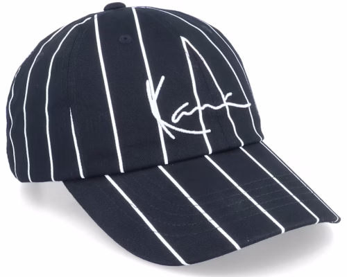 Signature Pinstripe Cap BlackWhite Dad Cap