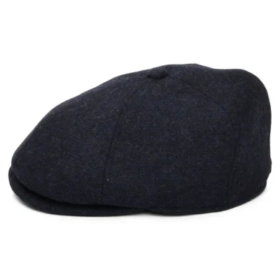 Claymore Wool Blend Newsboy Cap - Navy Blue
