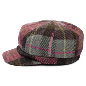 HARRIS TWEED Gabby Baker Boy Cap - Pink-Moss