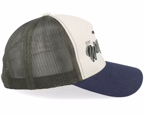 Pin Script StoneOliveNavy A-frame Trucker