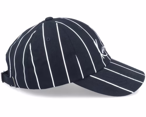 Signature Pinstripe Cap BlackWhite Dad Cap