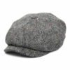 HARRIS TWEED Herringbone Carloway Newsboy Cap - Grey-Black