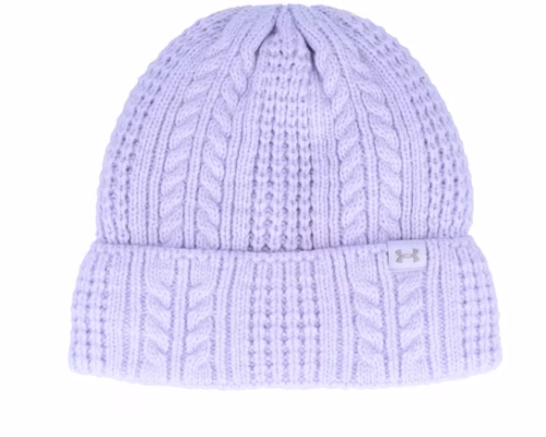 Women Halftime Cable Knit Beanie Salt Purple Cuff