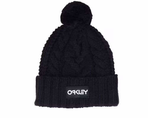Harper Beanie BlackWhite Logo Pom