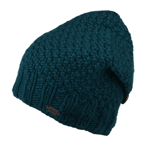 Button Down Beanie Hat - Teal