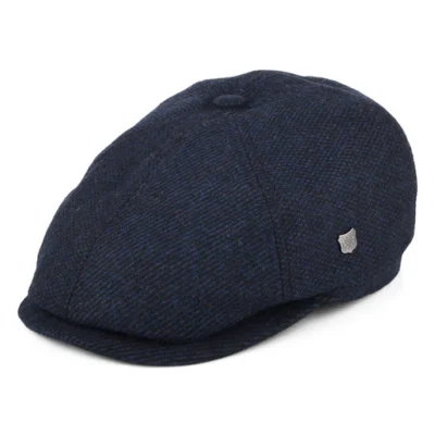 Hudson Mix Wool Blend Newsboy Cap - Navy Blue