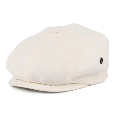 Linen Newsboy Cap - Cream