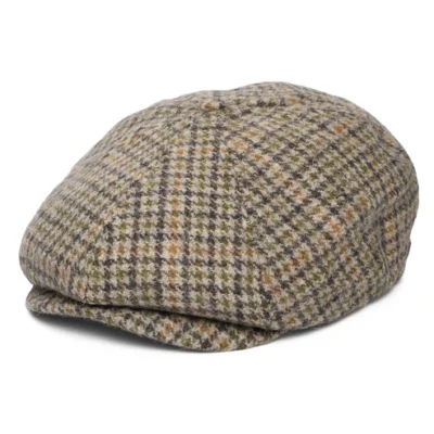 Brood Houndstooth Newsboy Cap - Oatmeal-Charcoal