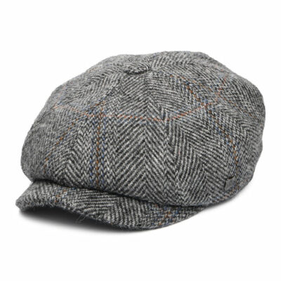 HARRIS TWEED Herringbone Carloway Newsboy Cap - Grey-Black
