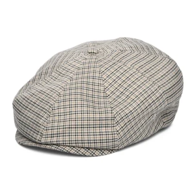 Brood Houndstooth Lightweight Newsboy Cap - Off White-Black-Grey