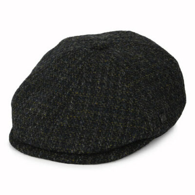 HARRIS TWEED Checked Hudson Newsboy Cap - Charcoal