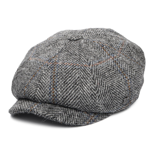HARRIS TWEED Herringbone Carloway Newsboy Cap - Grey-Black