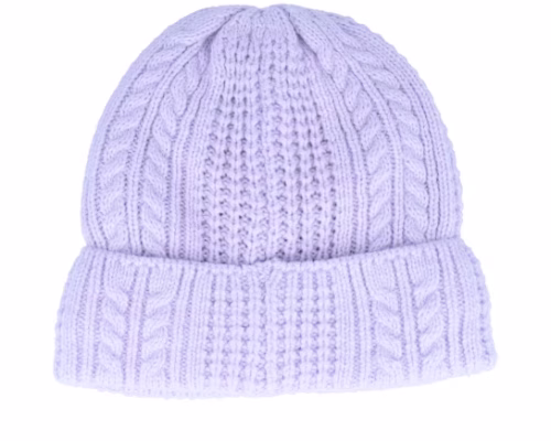 Women Halftime Cable Knit Beanie Salt Purple Cuff