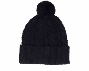 Harper Beanie BlackWhite Logo Pom
