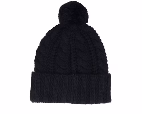 Harper Beanie BlackWhite Logo Pom