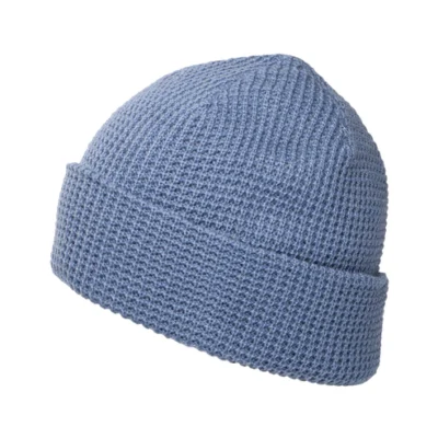 Snowdrifter Waffle Knit Beanie Hat - Blue