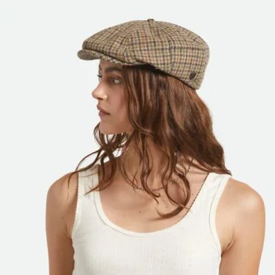 Brood Houndstooth Newsboy Cap - Oatmeal-Charcoal