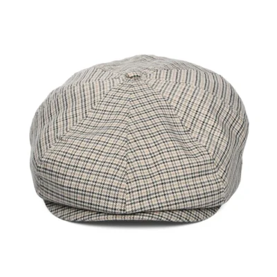 Brood Houndstooth Lightweight Newsboy Cap - Off White-Black-Grey