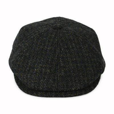 HARRIS TWEED Checked Hudson Newsboy Cap - Charcoal