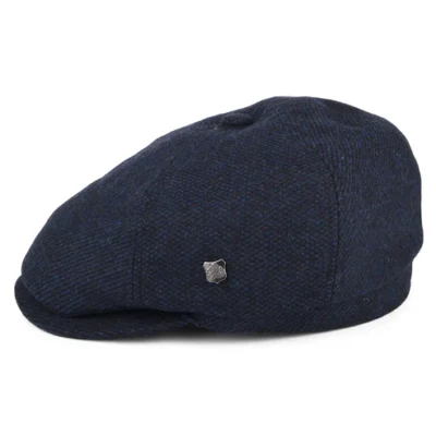 Hudson Mix Wool Blend Newsboy Cap - Navy Blue