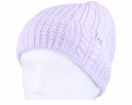 Women Halftime Cable Knit Beanie Salt Purple Cuff