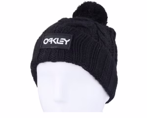 Harper Beanie BlackWhite Logo Pom