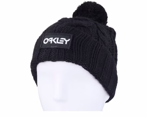 Harper Beanie BlackWhite Logo Pom