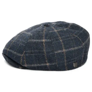 Brood Windowpane Newsboy Cap - Indigo-Tan