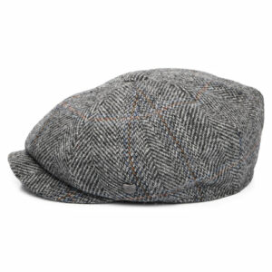 HARRIS TWEED Herringbone Carloway Newsboy Cap - Grey-Black
