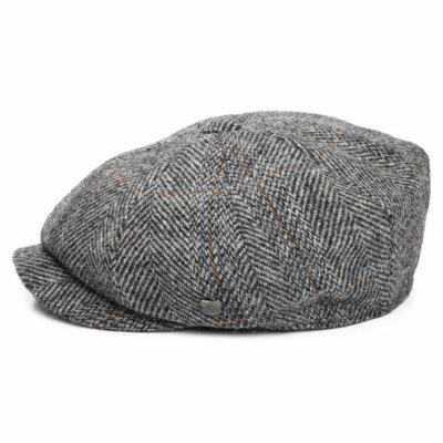 HARRIS TWEED Herringbone Carloway Newsboy Cap - Grey-Black