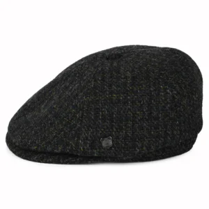HARRIS TWEED Checked Hudson Newsboy Cap - Charcoal