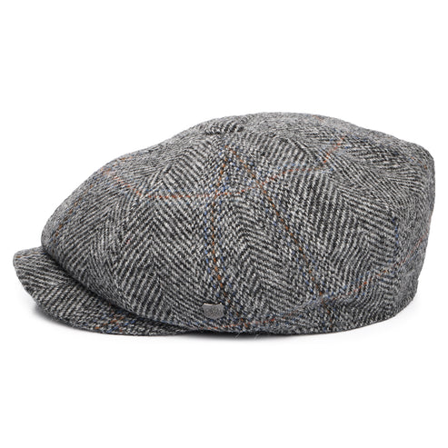 HARRIS TWEED Herringbone Carloway Newsboy Cap - Grey-Black