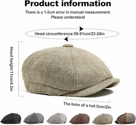Men Vintage Adjustable Linen Newsboy Cap