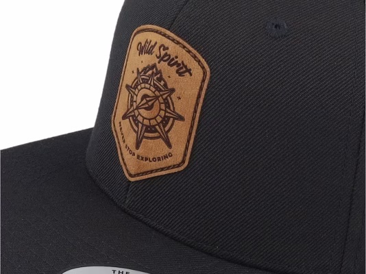 Compass Shield Brown Patch Black Baseball Cap